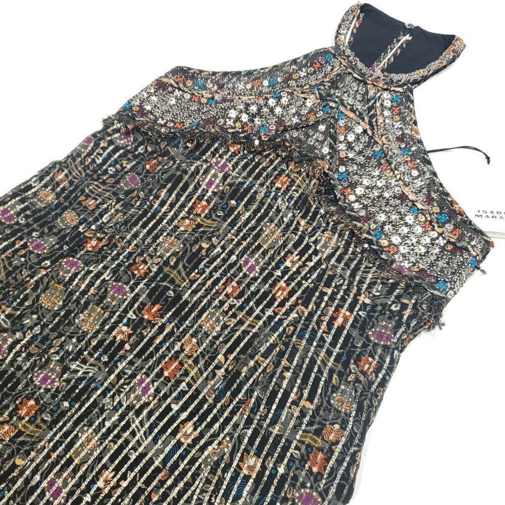 ISABEL MARANT Ophelie Embellished Metallic Printed Silk-blend Chiffon Midi Dress - Picture 12 of 16